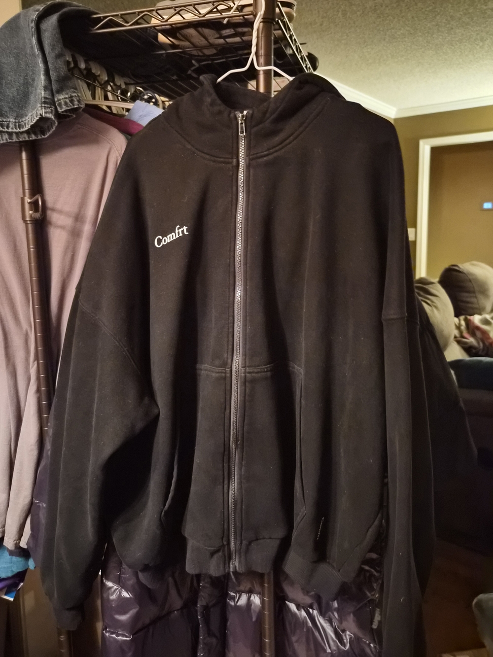 Comfrt Brand Men's Size S Full-Zip Black Hoodie Jacket